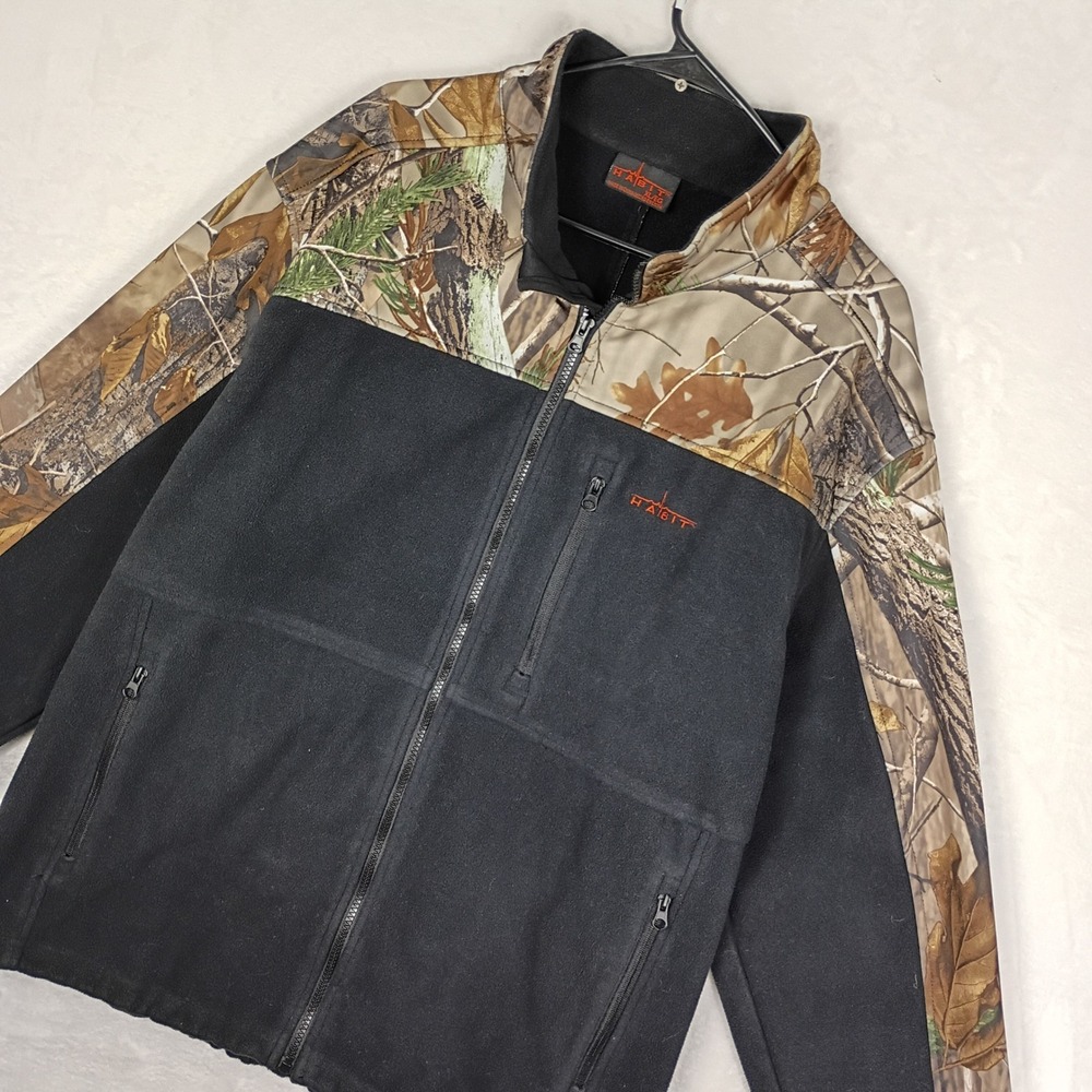 Habit Fleece Jacket Mens XL Black Camo Full Zip Outdoors Gorpcore Hiking Rugged